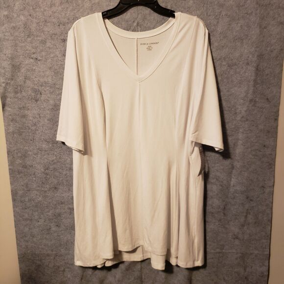 Jessica London Swing Tunic 22/24 White Women's Plus Size V Neck Knit NEW - Picture 1 of 11